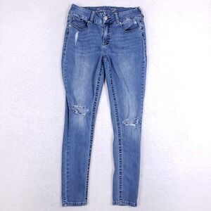 Seven7‎ Tummyless Skinny Jeans 10 Distressed Medium Wash Slimming Denim
